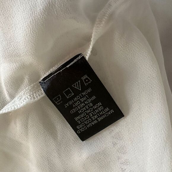 White Flowy Tiered Sheer Layered Bohemian Top M - Picture 9 of 11